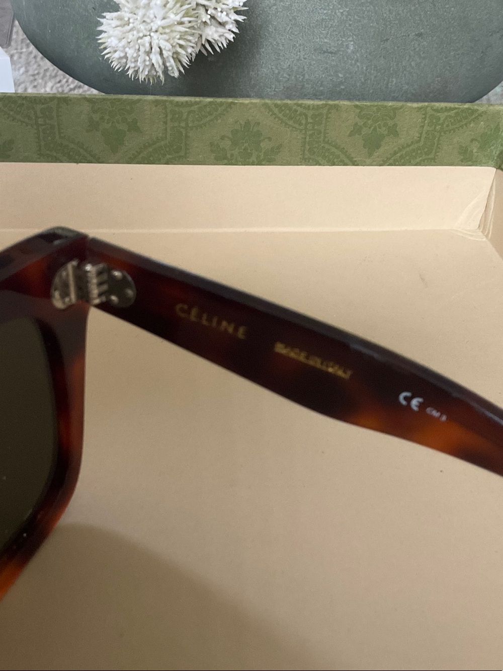 Celine Tortoiseshell Square Oversized Sunglasses — Brown - Picture 6 of 7